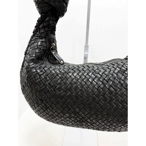 Unbranded TJmaxx Genuine Leather Woven Shoulder Bag Knotted Black - Picture 6 of 14